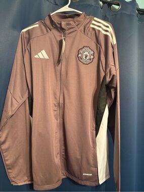 adidas Burgundy Zip-Front Training Jacket with White Logos